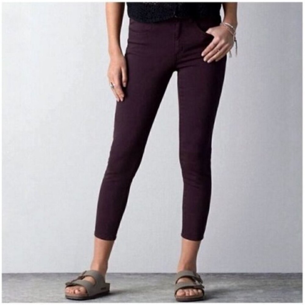 AMERICAN EAGLE Hi-Rise Super Stretch Jegging Crop Women's 0 Indie Sleaze Purple